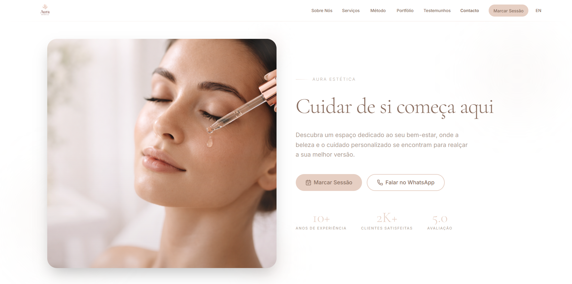 Website desenvolvido para Aura Estética