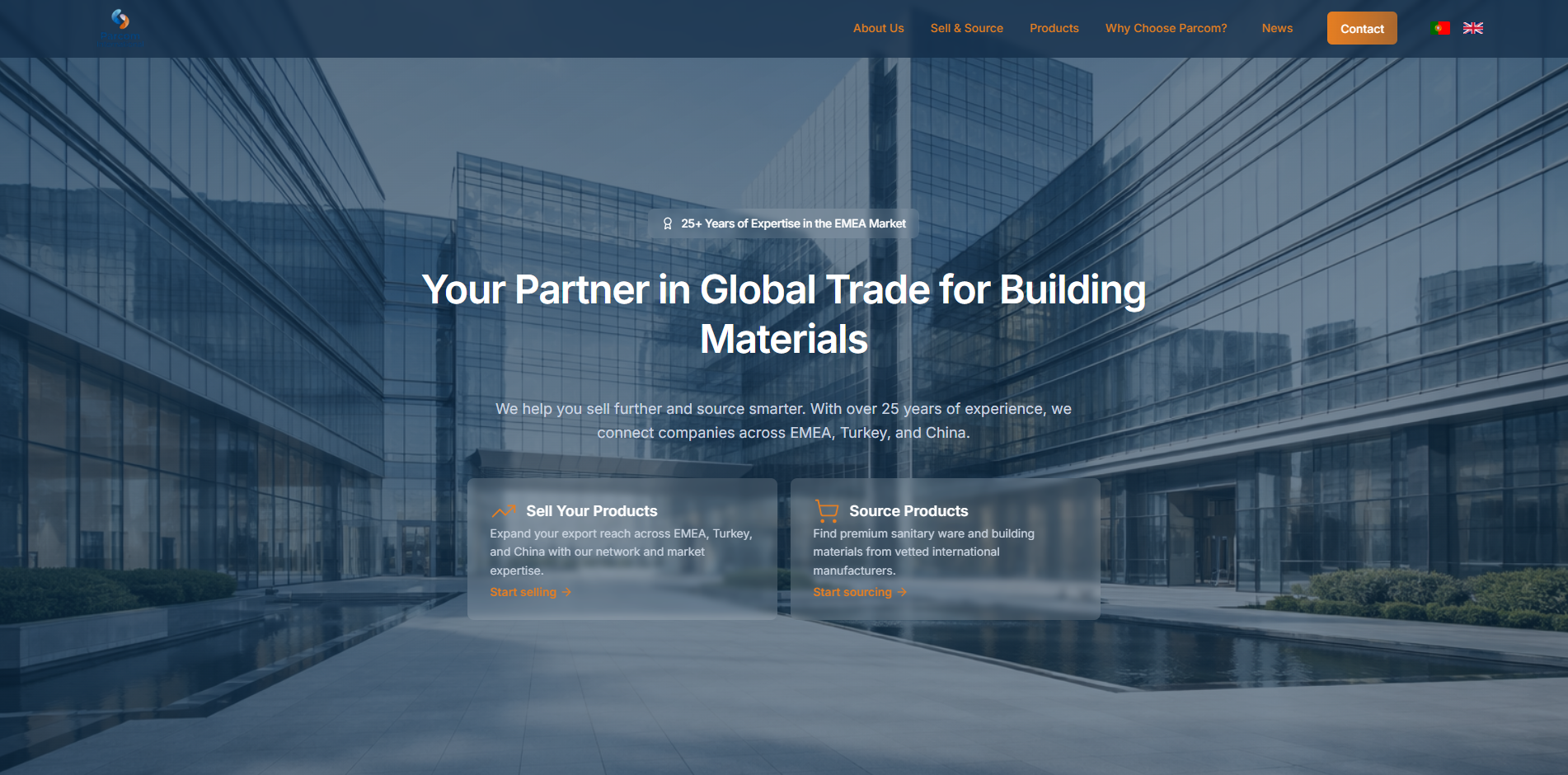 Website desenvolvido para Parcom International